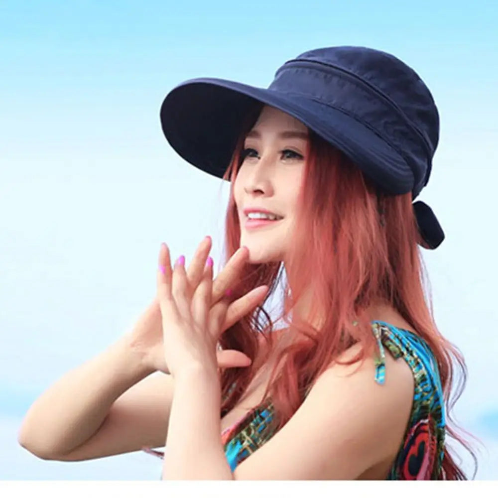 Women Ladies Outdoor Cap Anti-UV Summer Visor Sun Hat Wide Brim Beach Hat