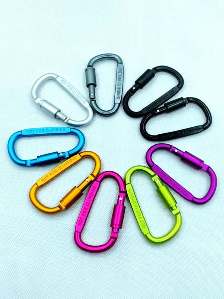 Outdoor Aluminium Alloy Sports Keychain High Quality Multi Colors with Lock D-shape Carabiner Camping Hiking Hook Outdoor Tool