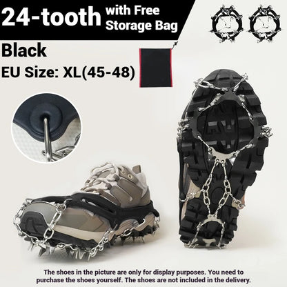 1 Pair Crampons 24 Teeth Anti-Skid 201 Stainless Steel Climbing Snow Walking Shoes Spike Grip Winter Outdoor Hiking Equipment