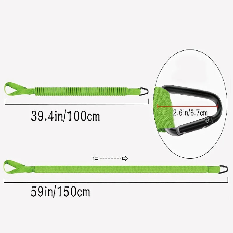Reflective Elastic Kayak Paddle Leash – Coiled Safety Rope with Hooks for Canoe, Rowing & Boat Accessories