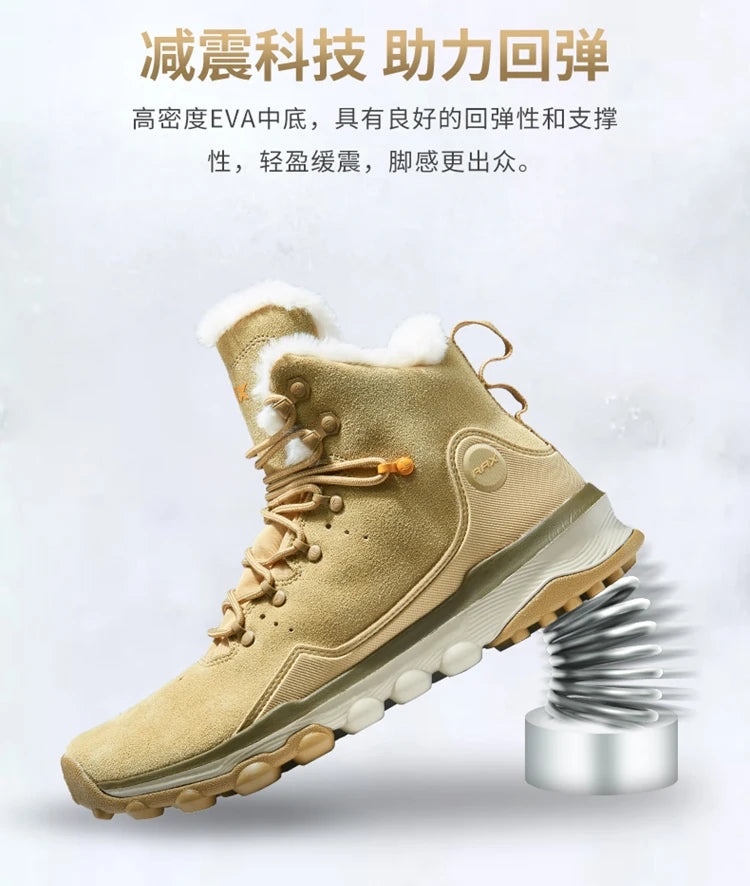 RAX Hiking Boots Men Waterproof Winter Snow Boots Fur lining Lightweight Trekking Shoes Warm Outdoor Sneakers Mountain Boots Men