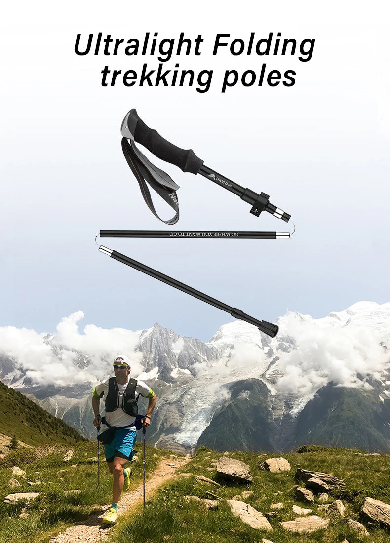 BISINNA 2pcs Ultralight Trekking Poles  Walking Sticks Hiking Canes Folding Aluminum Walking Pole Nodic Walking Sticks