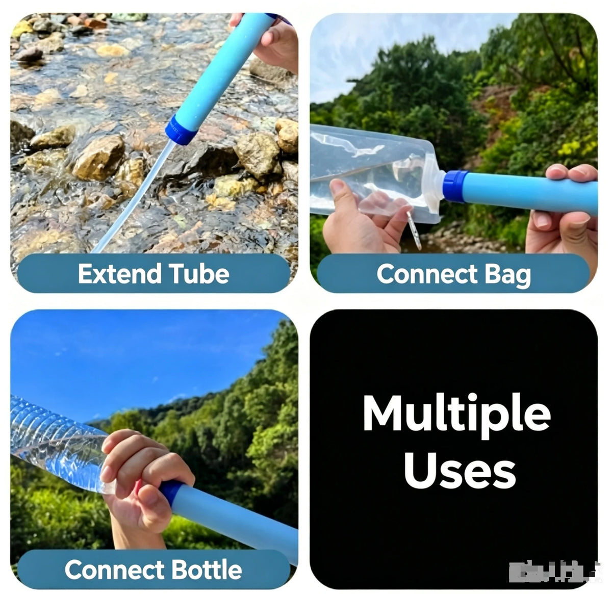 Portable Emergency Survival Water Filter Straw, Physical Purification Drinking Straw for Camping & Hiking