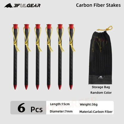 3F UL Gear 15.5cm/20cm Outdoor Ultralight Aluminum Alloy Stakes Camping Carbon Fiber Guy Line Canopy Rope Nails Tent Accessories
