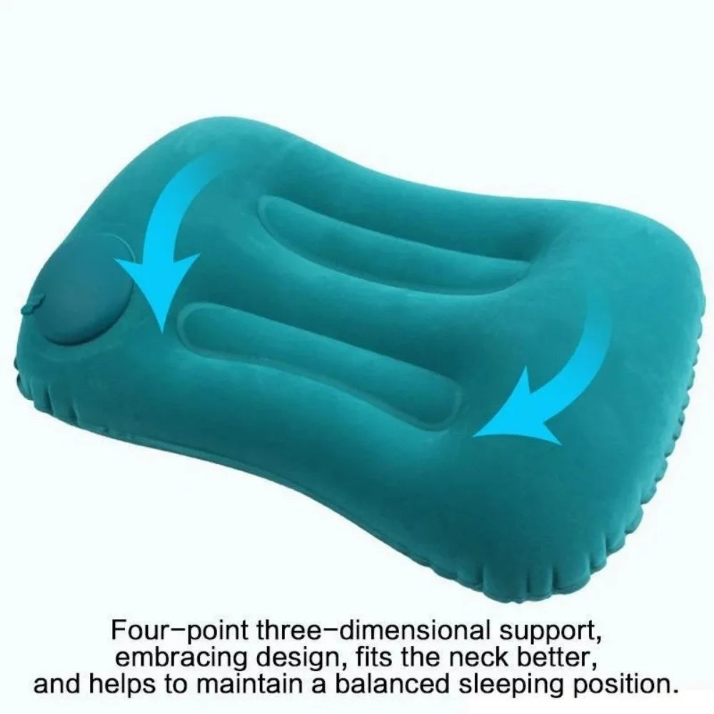 Flocking Inflatable Square Pillow Inflatable Travel Pillow Airplane Car Folding Pillows Outdoor Camping Portable Storage Pillow