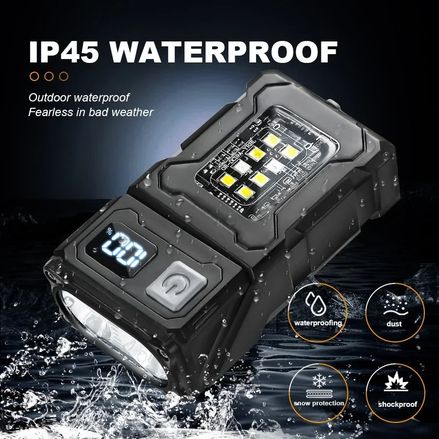 MINI USB Rechargeable LED Flashlight Portable Tail Magnet Flashlight Super Bright Camping Lantern Side COB Emergency Light