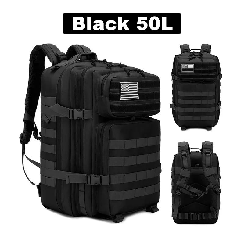 2Q-50L Tactical Backpack Men's Travel Large Capacity Rucksacks Men Waterproof Outdoor 1Sports Multi-functional Bags