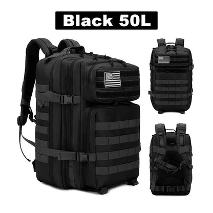 2Q-50L Tactical Backpack Men's Travel Large Capacity Rucksacks Men Waterproof Outdoor 1Sports Multi-functional Bags
