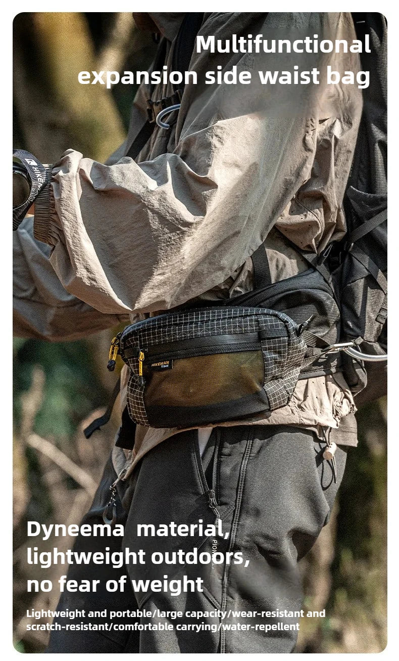 HIKEMAN Dyneema Fiber Waist Pack 1.1L Waterproof UrltraLight Multi Pocket for Cycling Running Hiking Camping Outdoor Sports