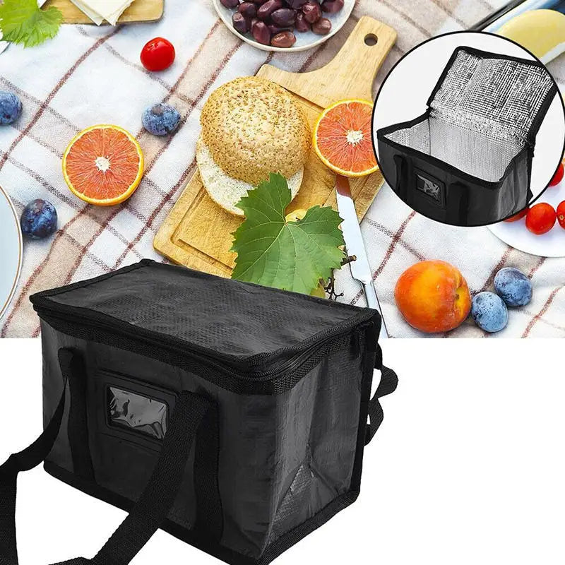 1pc Large Insulated Picnic Bags, Thermal Food Cooler Tote for Outdoor Camping Beach, Leakproof Portable Cooler Bag with Zipper