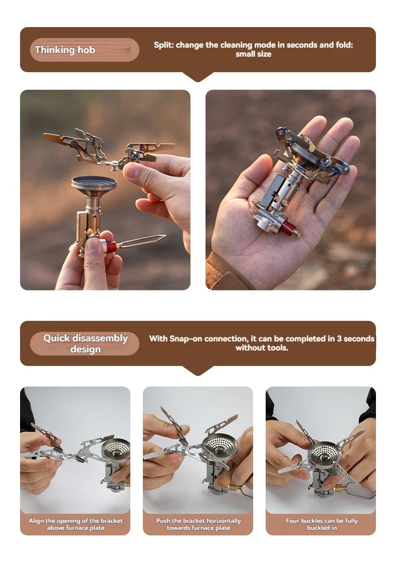 CAMPINGMOON XT-2F Xuanfeng Titanium Rocket Stove Portable Mini Camping Gas Burner Stable Voltage Output Outdoor Cooking Furnace