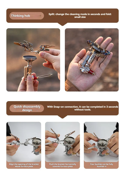 CAMPINGMOON XT-2F Xuanfeng Titanium Rocket Stove Portable Mini Camping Gas Burner Stable Voltage Output Outdoor Cooking Furnace