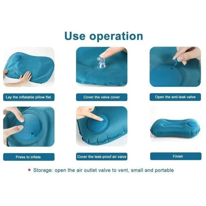 Flocking Inflatable Square Pillow Inflatable Travel Pillow Airplane Car Folding Pillows Outdoor Camping Portable Storage Pillow