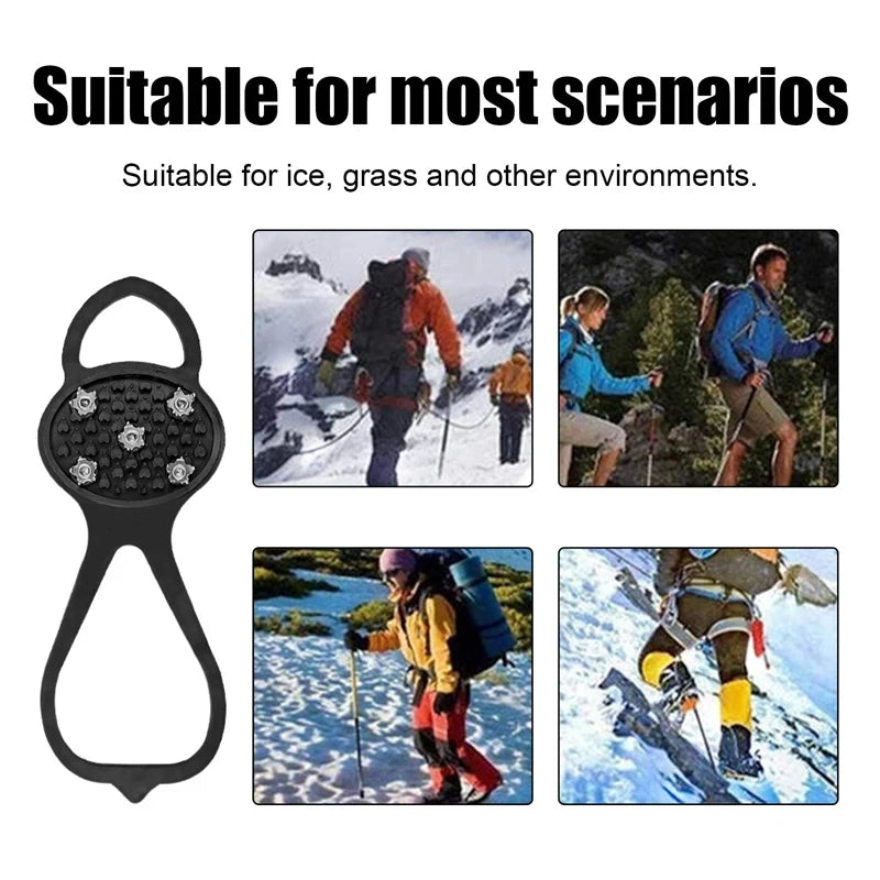 5/8 Teeth Outdoor Ice Claw Anti Slip Shoe Cover Ice Gripper Spike for Shoes Anti-Slip Hiking Mountain Climbing Ice Snow Crampons