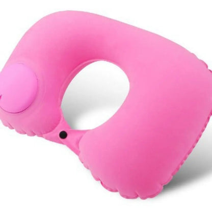 Portable Press‑to‑Inflate U‑Shape Inflatable Neck Pillow Soft Air Support Travel Pillow Comfort Sleeping Cushion for Flight Car