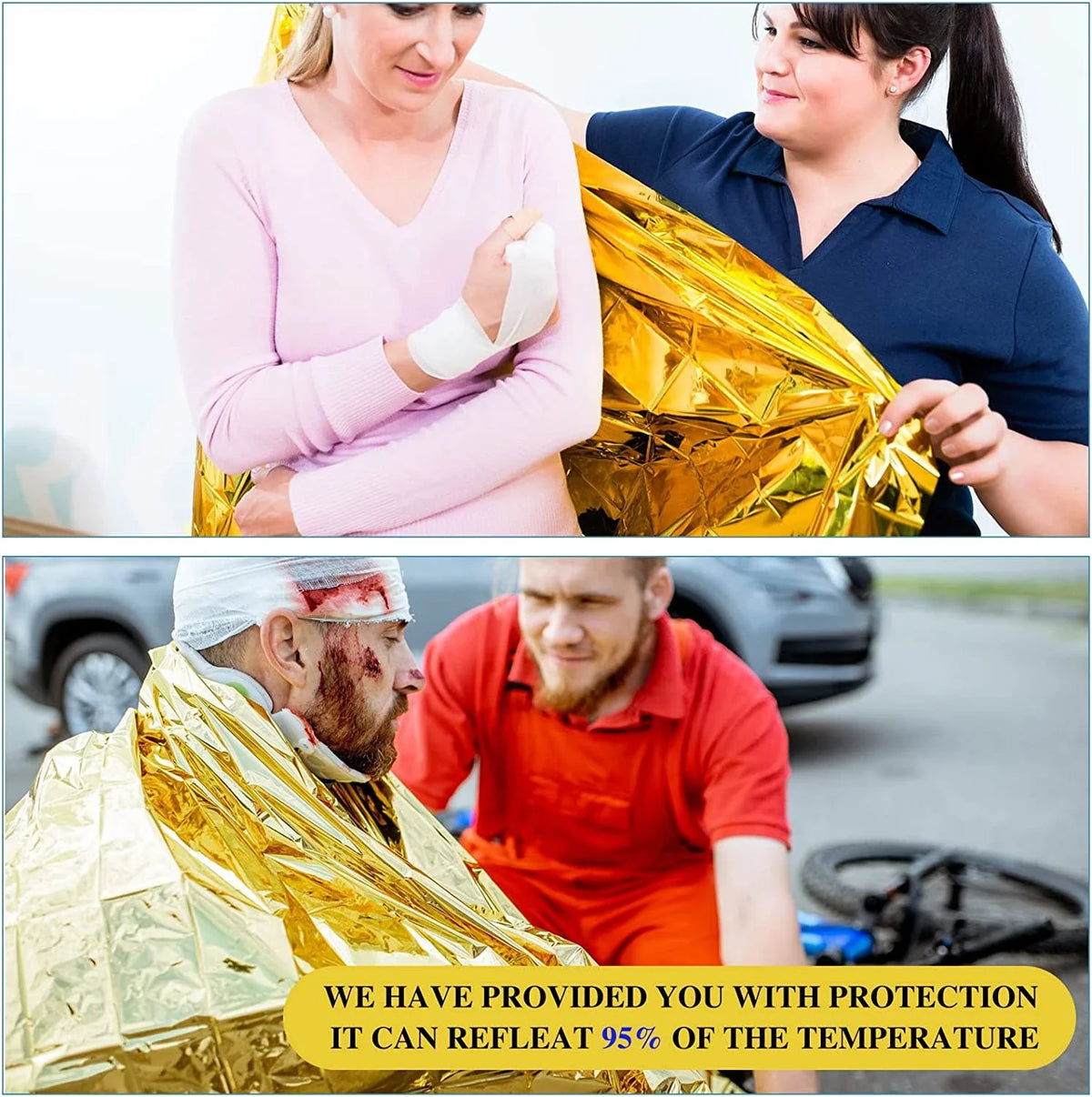 160*210cm Emergency Blanket Waterproof Keep Warm Blanket Camping Survival Tool Life Saving First Aid Insulation Tools  Gold