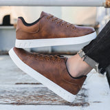 Men’s Leather Casual Sneakers – Comfortable Skateboard Shoes, Urban Style Fashion Trainers