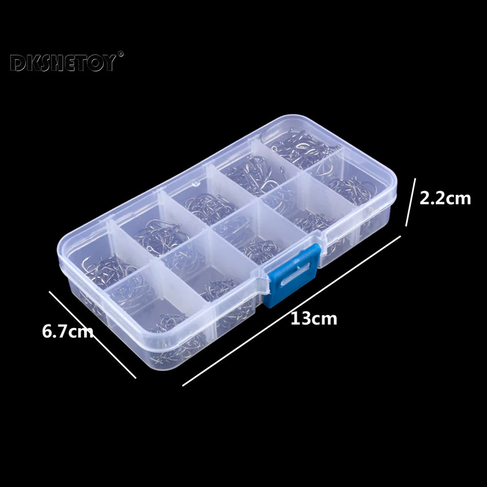 Barbed Fishing Hook Kit with Box (100-1000 Pack)