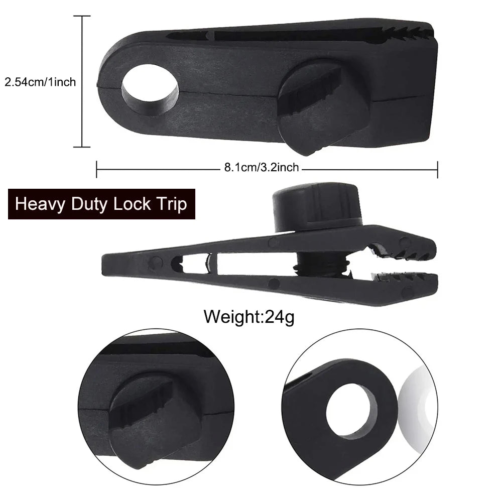 10 Pcs Heavy Duty Tarp Clips And Elastic Rope Cord HookTent Clip Clamps for Tarps Awnings Camping Car and Swimming Pool Covers