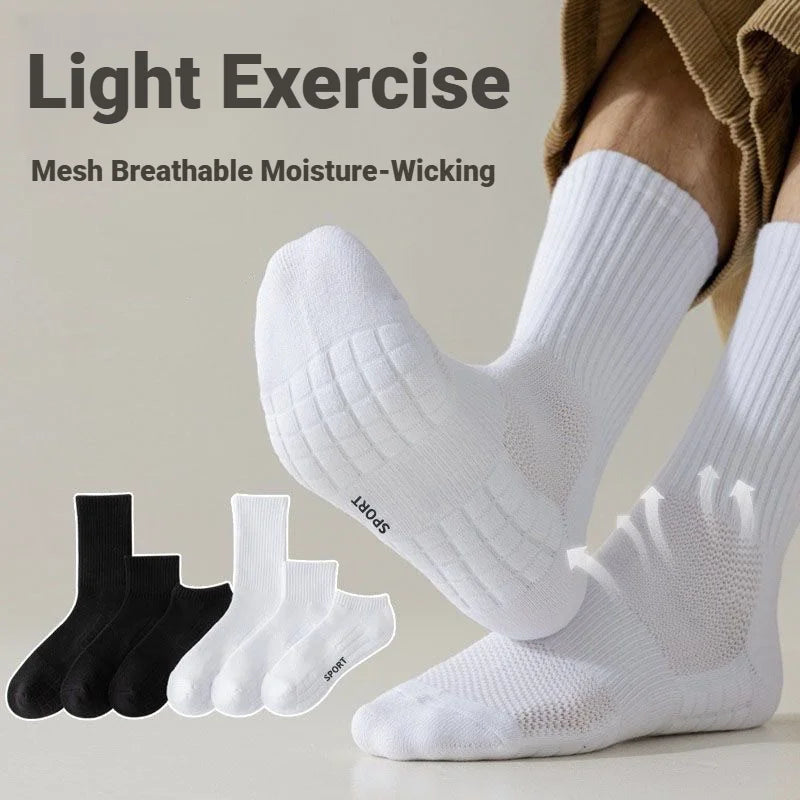 Men's Thick Bottom Sweat Absorbing and Breathable Sports Socks with Bottom Cushion for Running Professional Sports Men's Socks