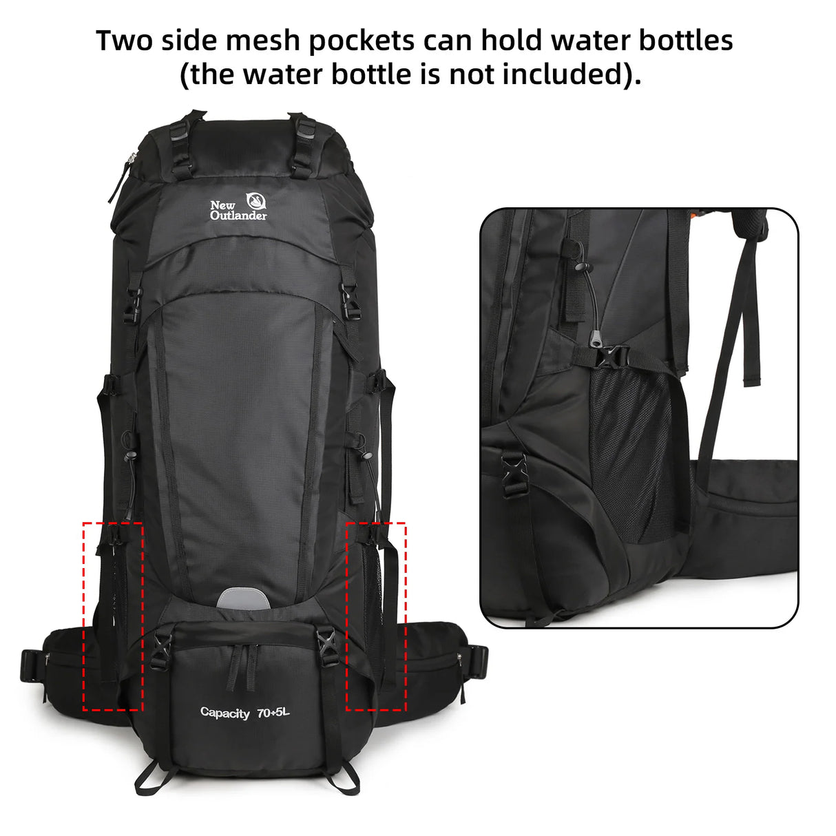 Traveling Backpacking Backpack 75L Hiking Backpack Large Capacity Camping Backpack with Rain Cover Shoes Warehouse Backpack