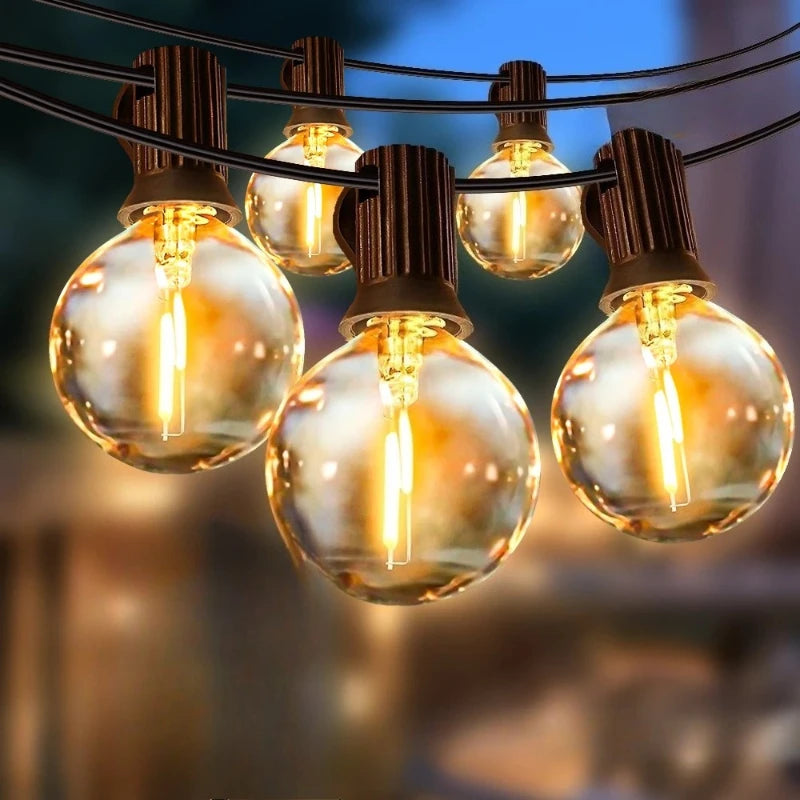 LED String Lights Bulbs 21Meter G40 Globe Lights Outdoor Garden Patio Waterproof Decoration Solar Power Garland Wedding Lighting