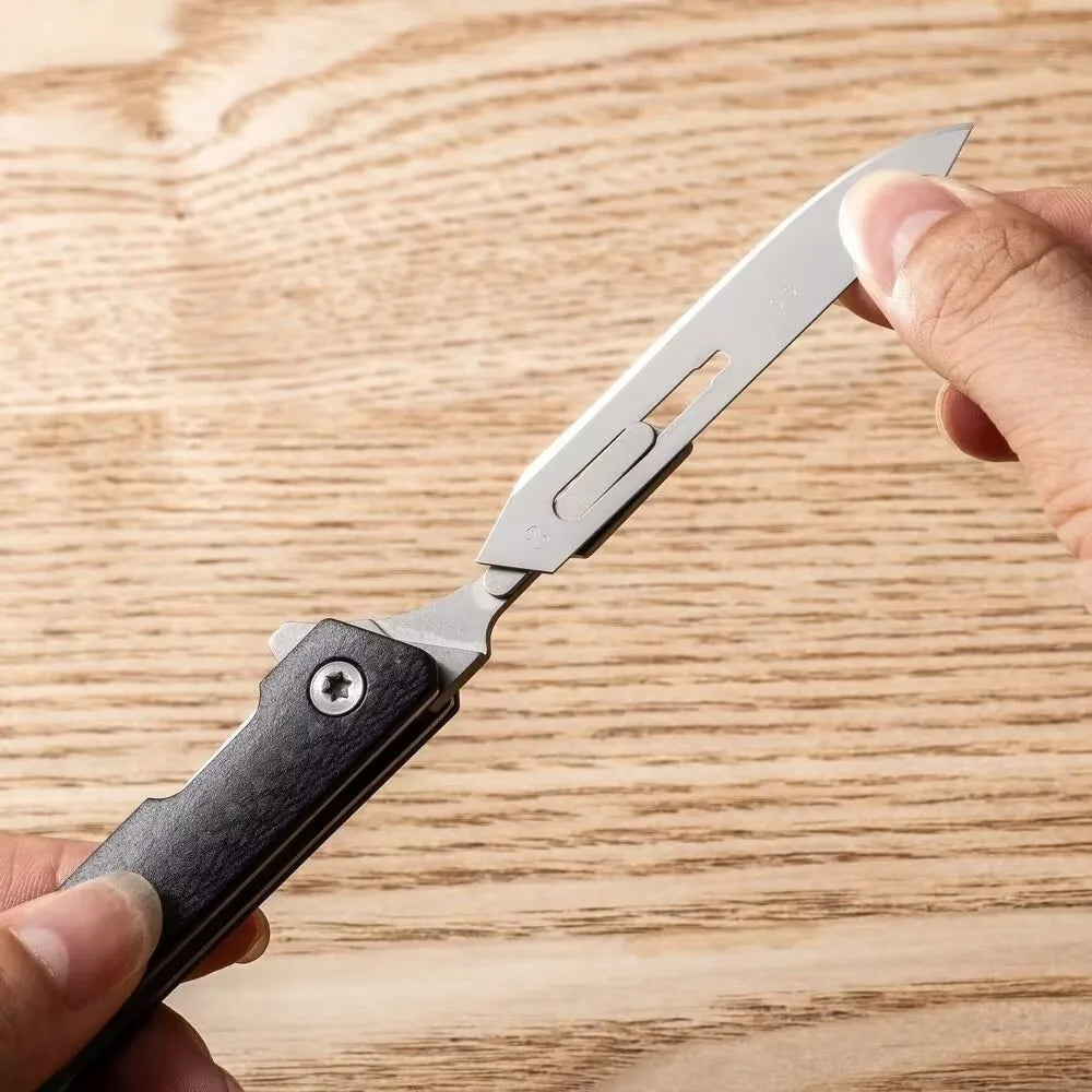 Carbon fiber folding surgical knife, sharp paper cutting knife, camping, unboxing, outdoor portable carving tool, 60 blade