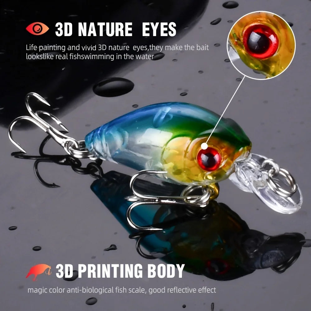 8pcs Crank Bait Minnow Fishing Lure Set Floating Artificial Bait Topwater Fishing Bait