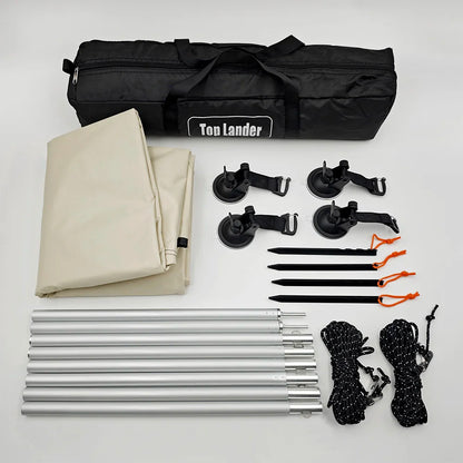 SUV Car Side Awning Tarp Black Coating Waterproof UV Protection Suction Cup Shelter Tent Camping Touring Outdoor Shade Manta Ray