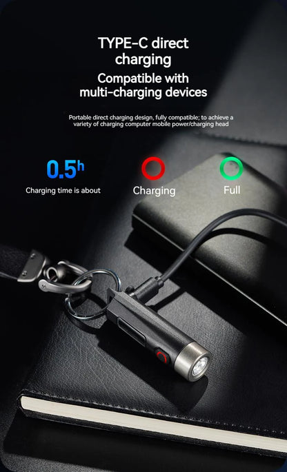 PHILIPS 2025  Super Bright EDC Flashlight LED Rechargeable Mini EDC Keychain Flashlights Camping Lamp For Hiking Self Defense
