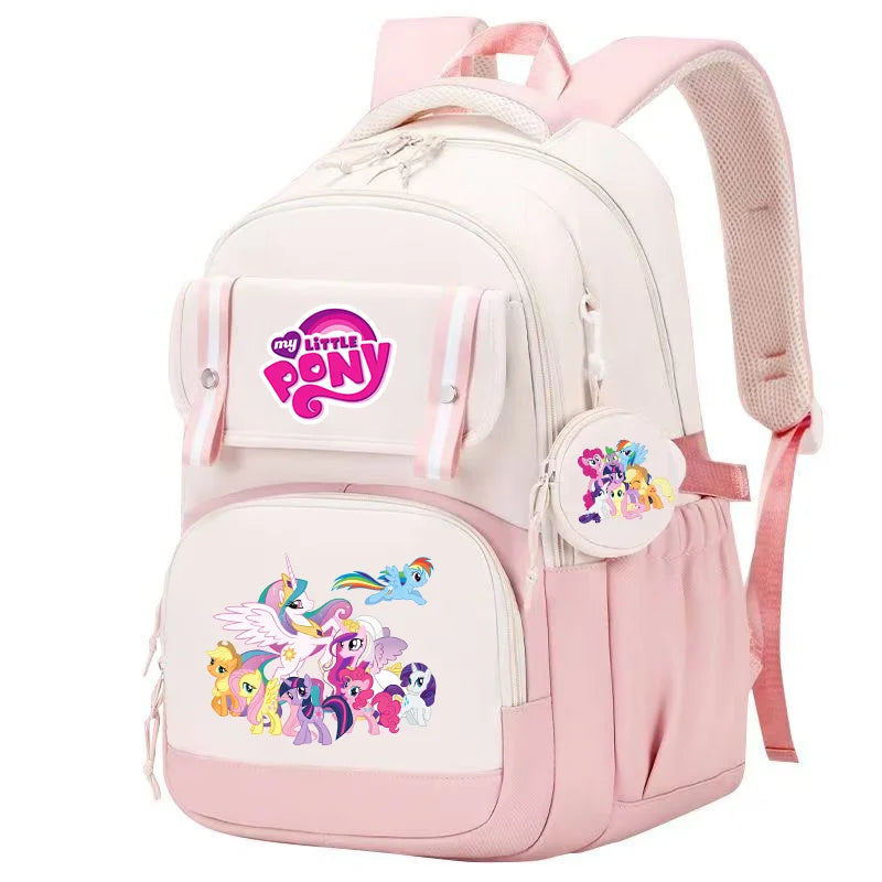 My Little Pony Large Capacity Backpack Cartoon Daypack Travel Commute Knapsack Schoolbag for Kids Girls Mochila With Coin Purse