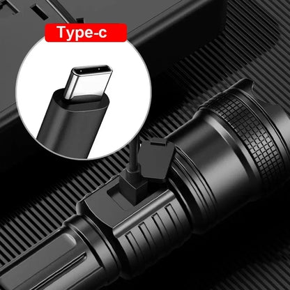 100000LM Super Bright Flashlight Rechargeable LED Torch Long Range Tactical Lamp for Outdoor Waterproof Camping Fishing Lantern