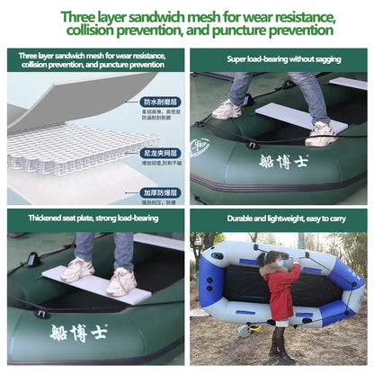 PVC Inflatable Fishing Kayak Boat (1.75–3.6m) – Air Deck & Slat Bottom Dinghy Raft with Oar Seats & Safety Net