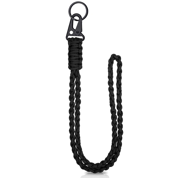 Heavy Duty Braided 550 Paracord Neck Lanyard Keychain Survival Parachute Rope Lanyard Necklace HK Clip Key Ring Outdoor Tools