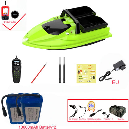 Sonar Bait Boat with Color Fish Finder Screen & Dual Hopper