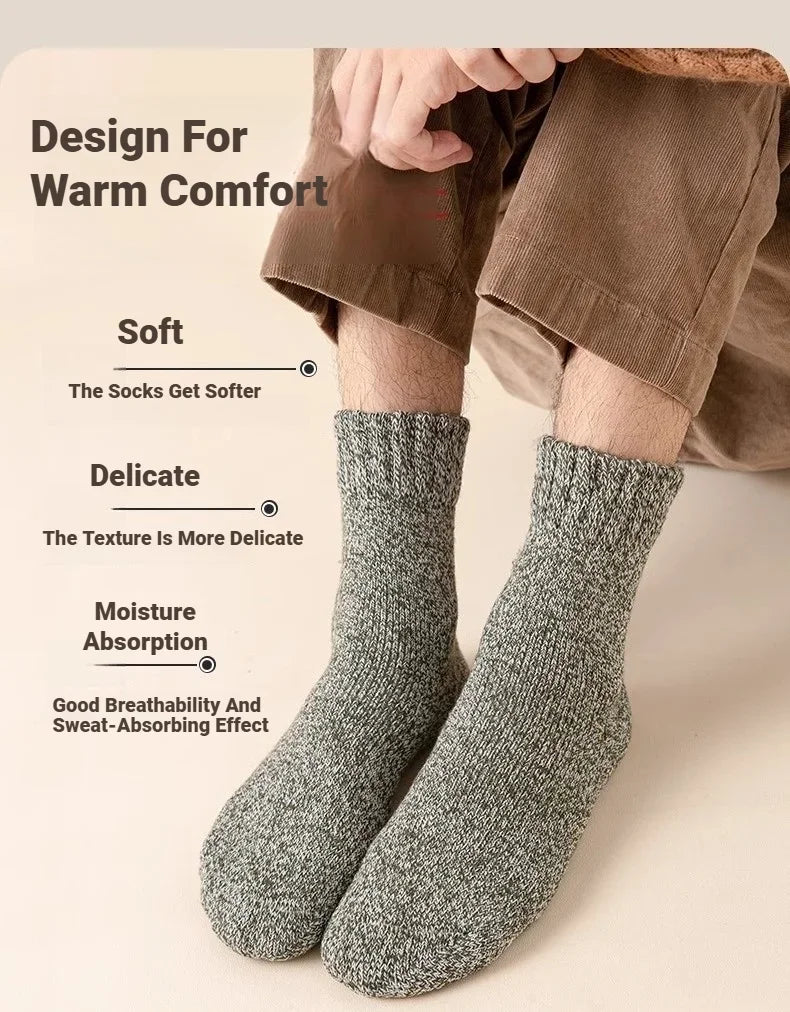 3 Pairs Men's Socks Winter Thick Towel Man's Outdoor Sports Long Socks Cold Resistant Frost Proof Snow Socks For Man Gift 39-44