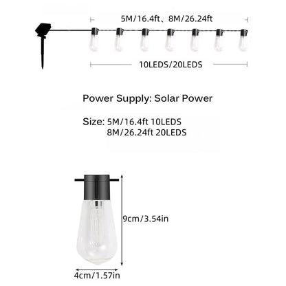 1PC Solar Bulbs String Lights,Outdoor Waterproof Garden Lamps,Garden,Terrace,Balcony,Camping,Party Retro Decoration  Fairy Lamps