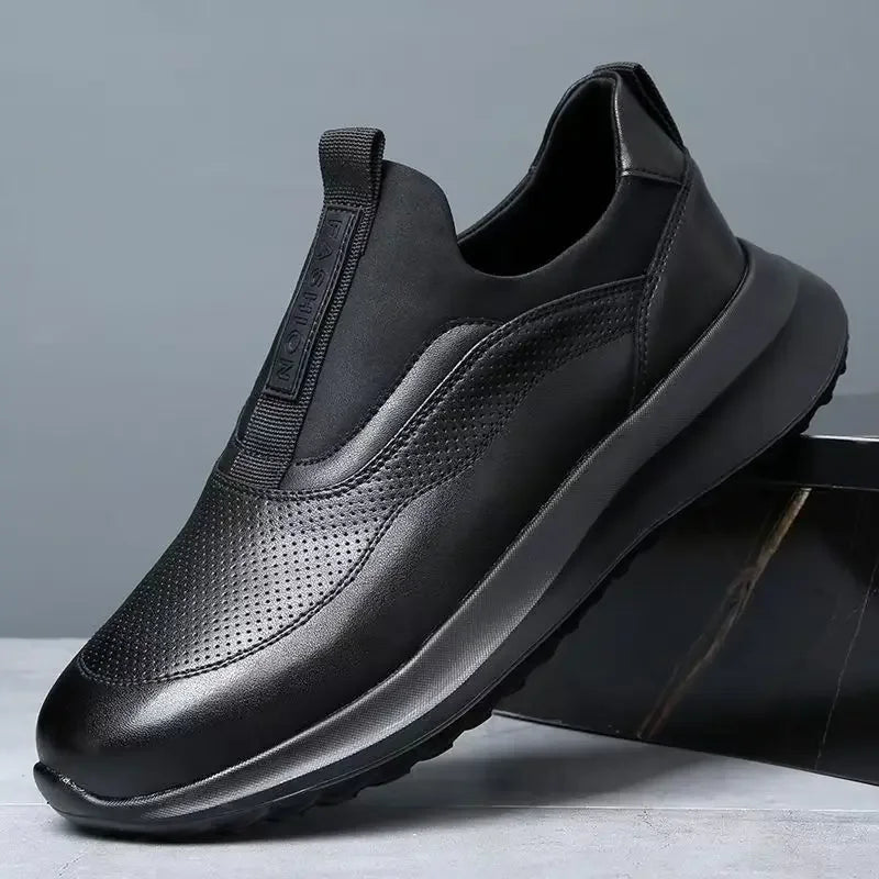 Men’s Platform Slip-On Sneakers – Breathable Vulcanized Running Shoes with Thick Soft Soles