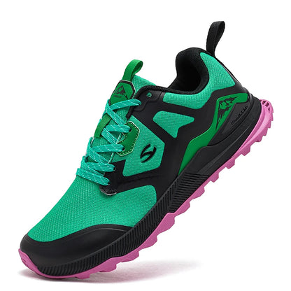 HOBIBEAR Unisex Hiking Sneakers Lace-Up Walking Shoes Outdoor Travel Artificial Leather Sneakers