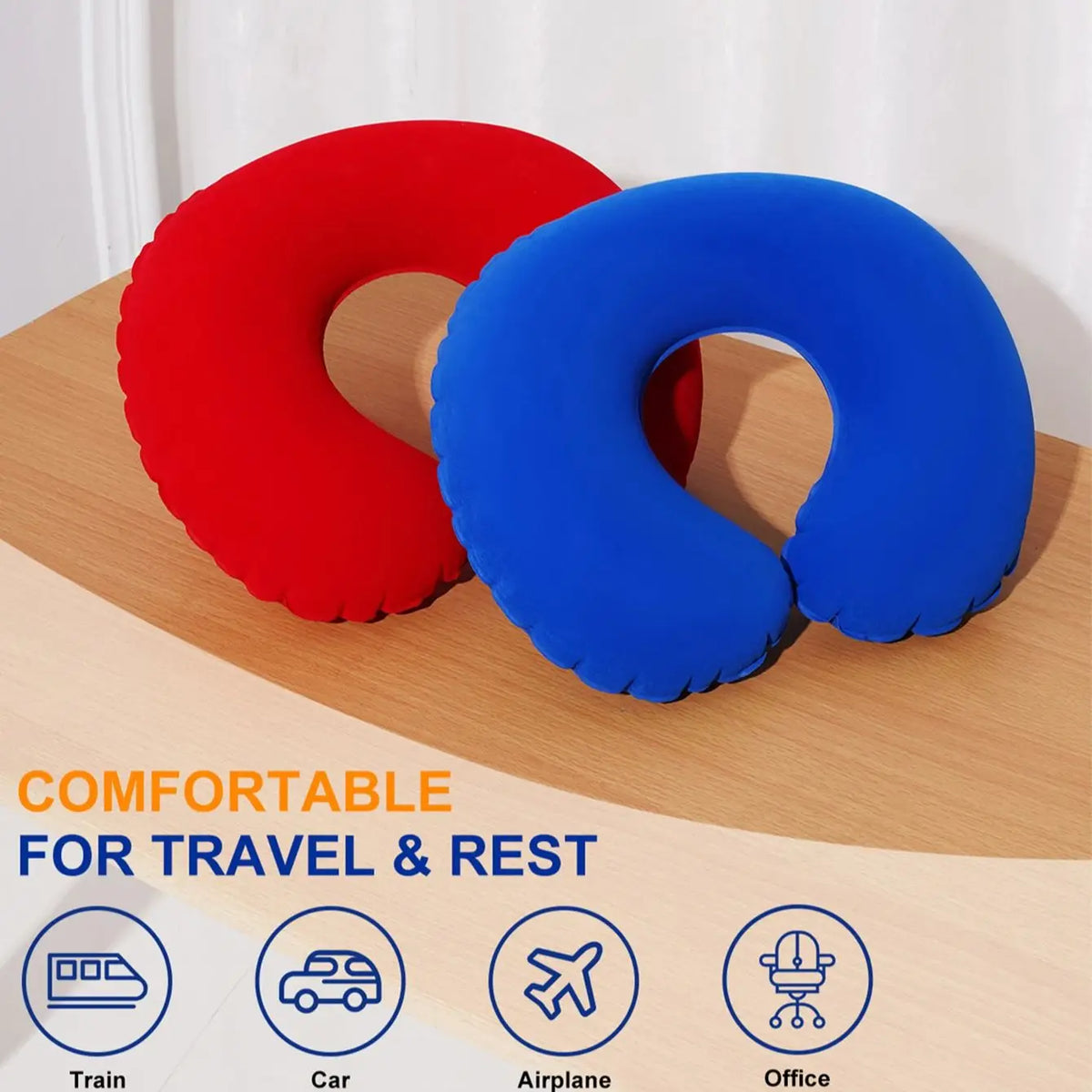 2Pcs/Pack Inflatable U-Shaped Pillow, Portable Folding Neck Pillow for Travel, Suitable for Travel