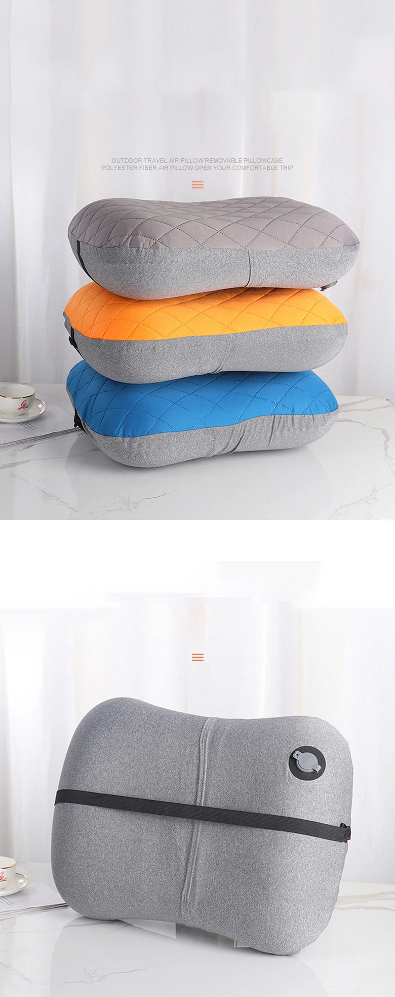 Outdoor Travel Portable Inflatable Pillow Outdoor Cushion Camp Beach Car Hotel Foldable Headrest Sleep Tent Use Accessories