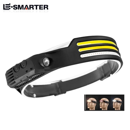 6 Modes LED Induction Headlamp COB Sensor Head Lamp Rechargeable Built-in Battery Flashlight Outdoor Work Lighting Headlights