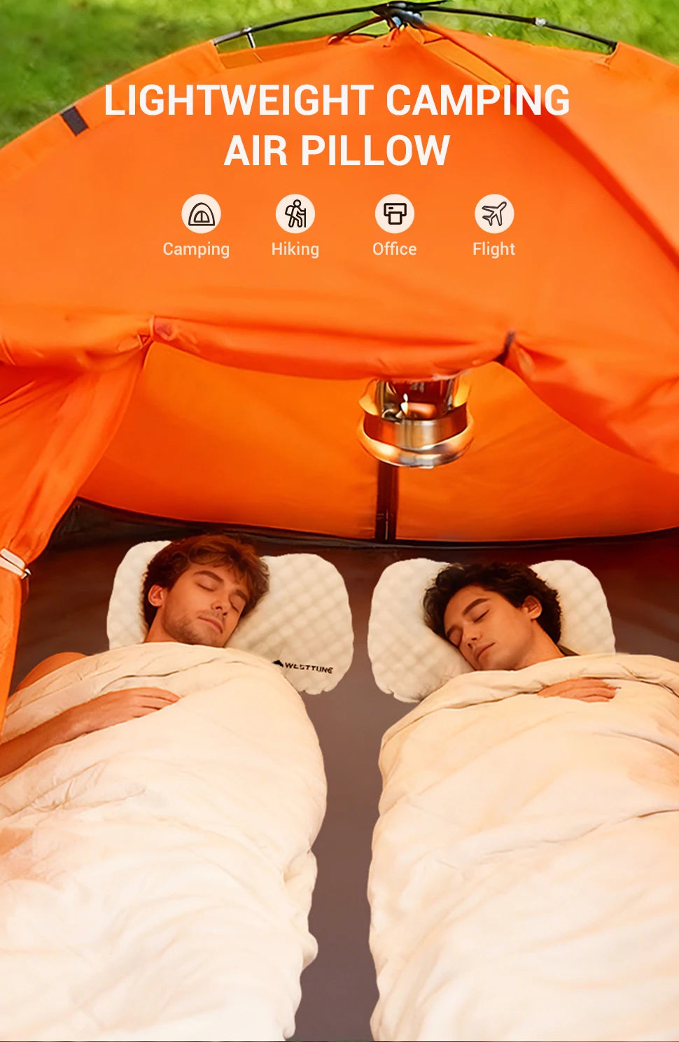 WESTTUNE Camping Inflatable Pillow Portable Compressible Folding Ice Sillky Pillow Outdoor Travel Pillow for Neck Lumbar Support