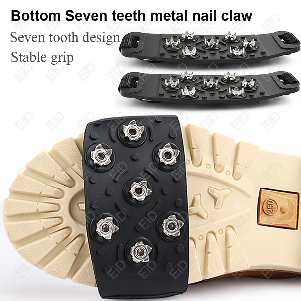 6 Steel Studs Crampons Snow Grips Cleats for Ice and Snow Anti-Slip Rubber Traction Cleats Hiking Walking Climbing Shoe Covers