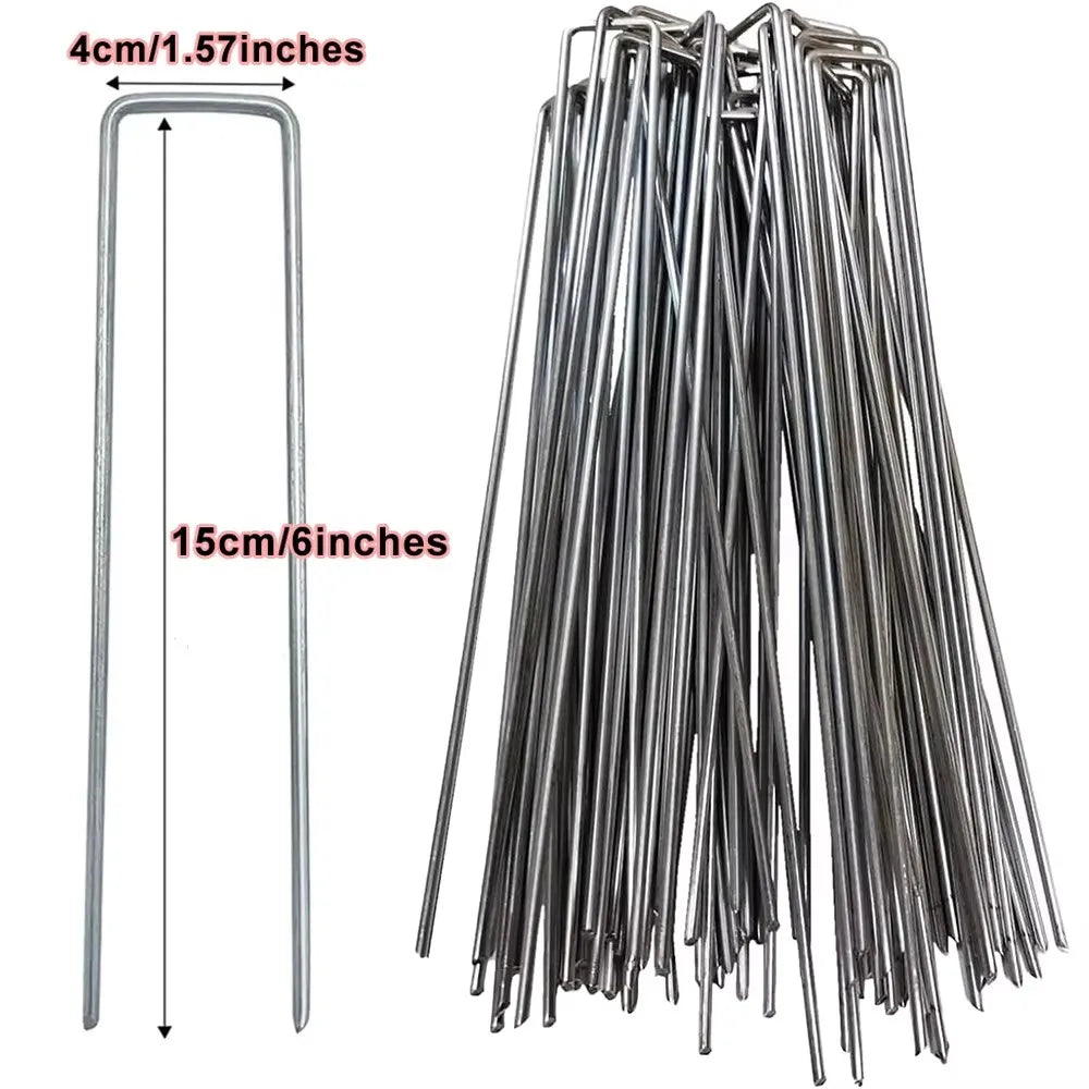 Garden Stakes Galvanized Landscape Staples,U-Type Turf Staples for Artificial Grass, Rust Proof Sod Pins Stakes Tent Peg Nails