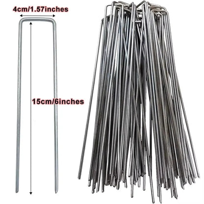 Garden Stakes Galvanized Landscape Staples,U-Type Turf Staples for Artificial Grass, Rust Proof Sod Pins Stakes Tent Peg Nails