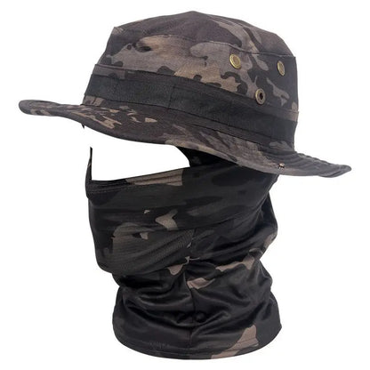 Women Men Hiking Fishing Boonie Hat Outdoor Sport Sun UV Protection Neck Face Camouflage Adjustable Bucket Caps and Mask