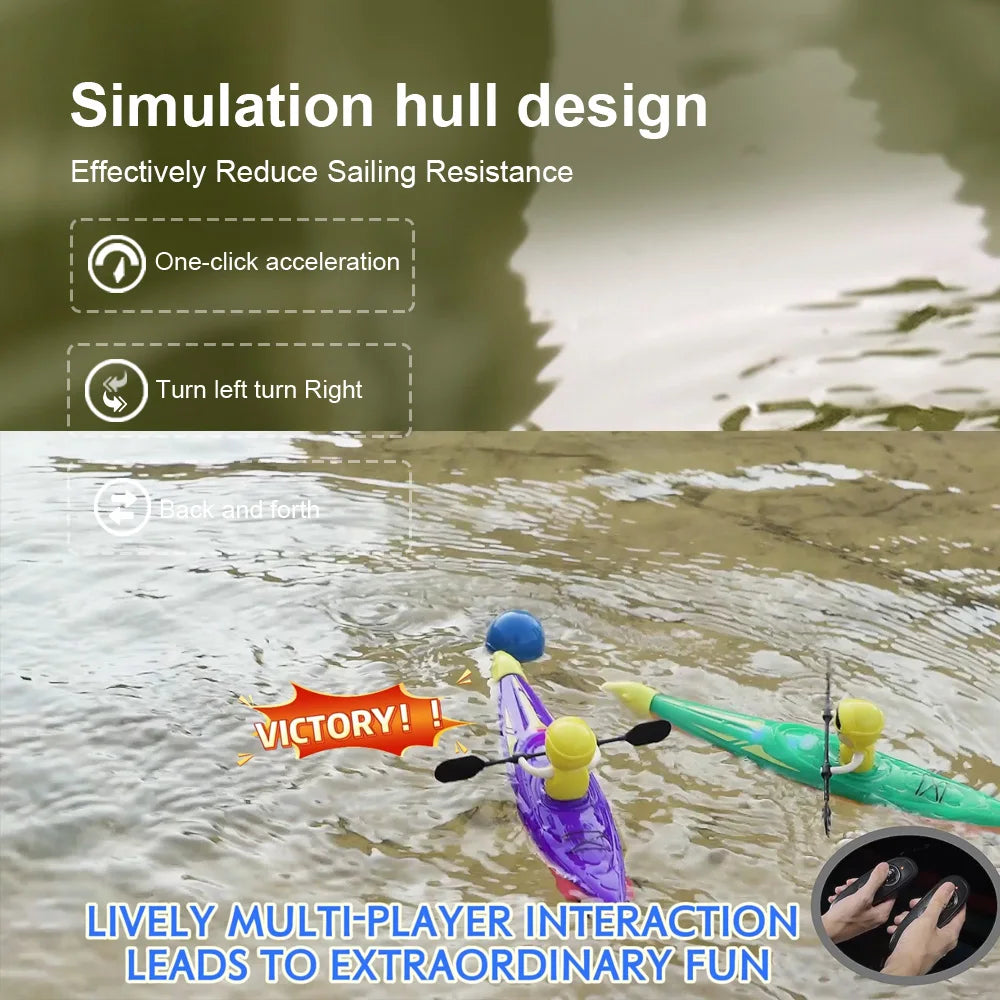 RC Kayak Racing Boat – 2.4G Remote Control Rowing Toy for Kids Water Games & Outdoor Fun