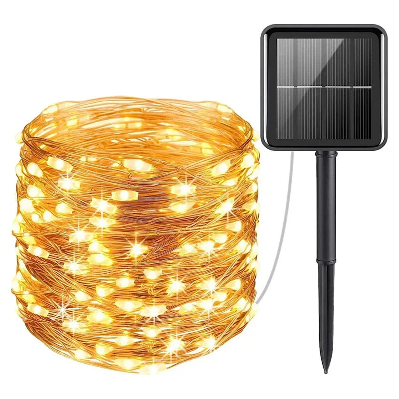 LED Solar Light Outdoor Garden Fairy String Light Waterproof Ambient Lamp for Christmas Patio Tree Party Camping Festive