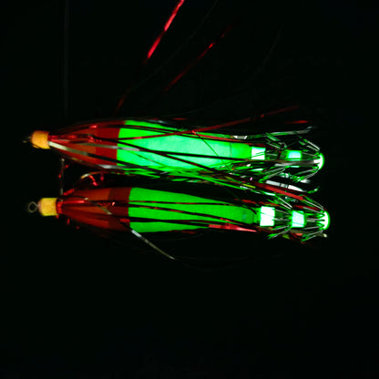 Ackibbik 5pcs Glow Squid Jig Hook Squid Umbrella Hook Shrimp Fishing Lures Saltwater Cuttlefish Octopus Lures